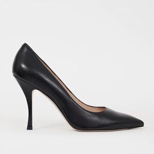Stuart Weitzman 95mm Black Leather Pointed Toe Heel